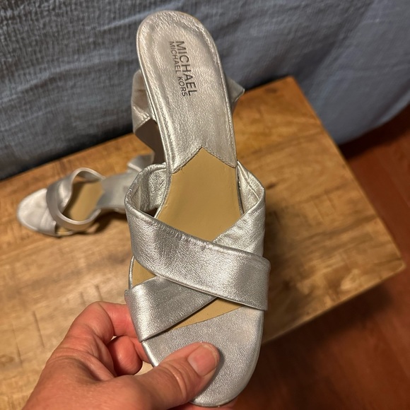 Michael Kors silver wedge ankle tie sandals - Picture 5 of 8